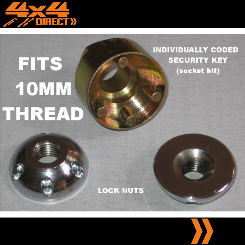 10MM ANTI THEFT LOCK NUTS FOR LIGHTFORCE HELLA ROOLITE NARVA CIBIE DRIVING LIGHT