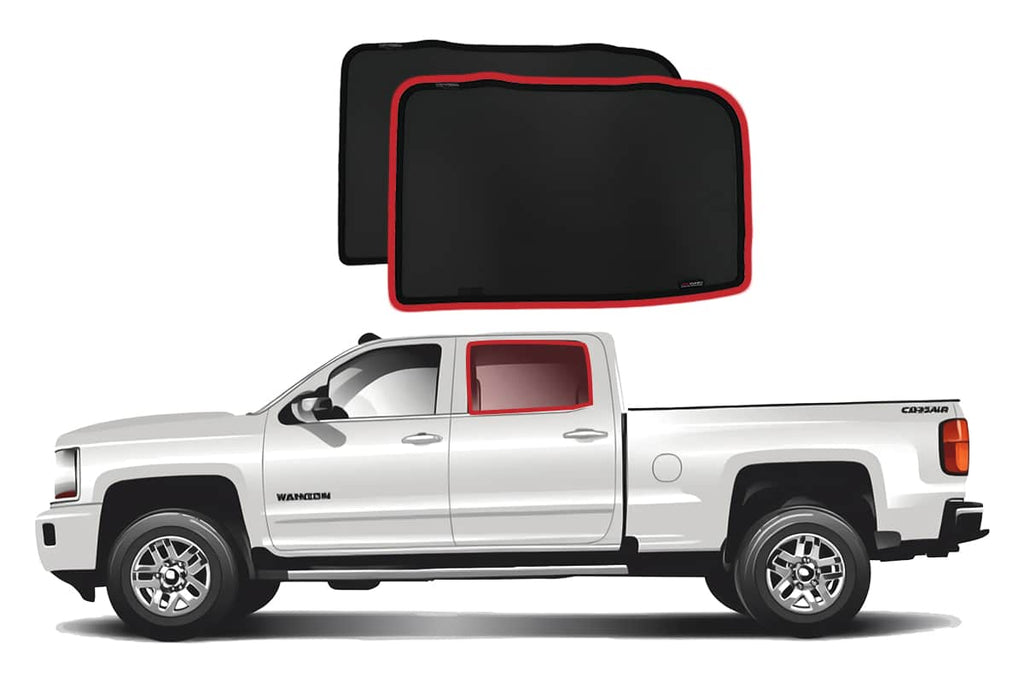 CHEVROLET SILVERADO CREW CAB 1500/2500 3RD GENERATION | GMC SIERRA CREW CAB 1500/2500 4TH GENERATION CAR REAR WINDOW SHADES (K2XX; 2013-2018)