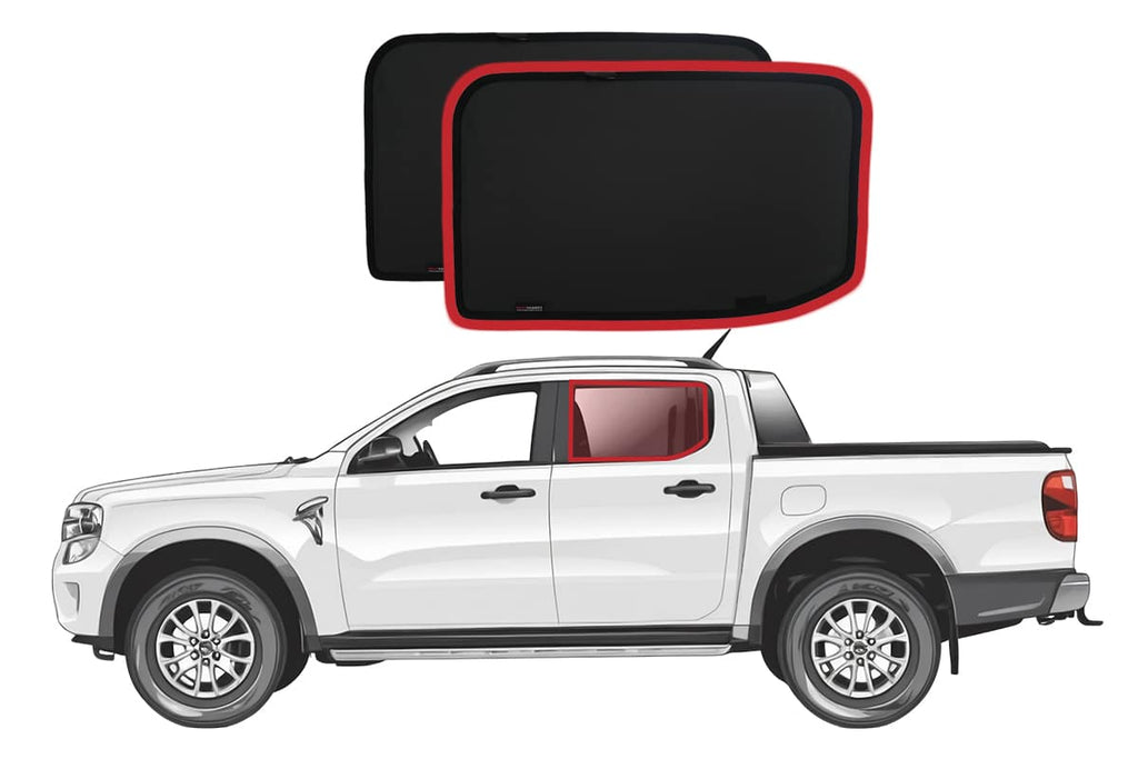 FORD RANGER 4TH GENERATION | VOLKSWAGEN AMAROK 2ND GENERATION CAR REAR WINDOW SHADES (P703; 2022-ON)