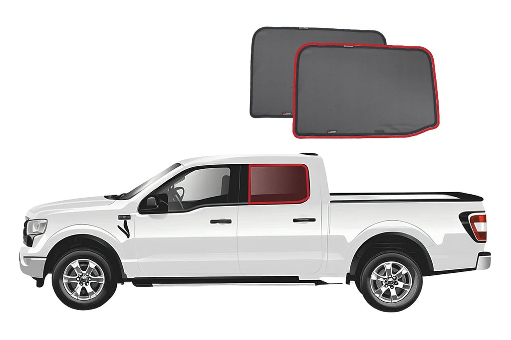 FORD F-SERIES 14TH GENERATION CREW CAB PICKUP CAR REAR WINDOW SHADES (P702; 2021-ON)