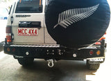 MCC REAR WHEEL CARRIER BAR WITH DUAL JERRY CAN HOLDERS FOR NISSAN PATROL 87-97