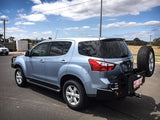 MCC REAR WHEEL CARRIER BAR WITH DUAL JERRY CAN HOLDERS FOR ISUZU MUX 13-19