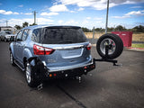 MCC REAR WHEEL CARRIER BAR WITH DUAL JERRY CAN HOLDERS FOR HOLDEN COLORADO 13-19
