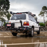 MCC REAR WHEEL CARRIER BAR WITH DUAL JERRY CAN HOLDERS FOR TOYOTA LAND CRUISER 98-07