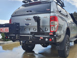 MCC REAR WHEEL CARRIER BAR WITH DUAL JERRY CAN HOLDERS FOR FORD RANGER 11-22