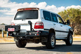 MCC REAR WHEEL CARRIER BAR WITH DUAL JERRY CAN HOLDERS FOR TOYOTA LAND CRUISER 98-07