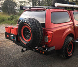 MCC REAR WHEEL CARRIER BAR WITH DUAL JERRY CAN HOLDERS FOR NISSAN NAVARA 15-20