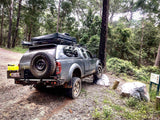 MCC REAR WHEEL CARRIER BAR WITH DUAL JERRY CAN HOLDERS FOR NISSAN NAVARA 04-10