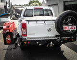 MCC REAR WHEEL CARRIER BAR WITH SINGLE JERRY CAN HOLDER FOR HOLDEN COLORADO 12-19