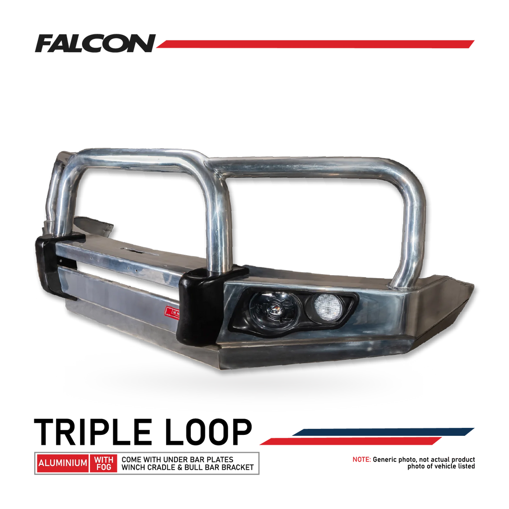 MCC FALCON ALUMINIUM TRIPLE LOOP BULLBAR WITHOUT FOG LIGHTS FOR TOYOTA LANDCRUISER 07-20