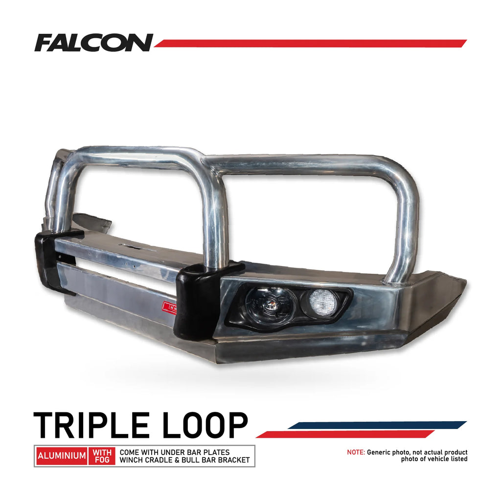 MCC FALCON ALUMINIUM TRIPLE LOOP BULLBAR WITHOUT FOG LIGHTS FOR JAC T9 25-ON