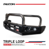 MCC FALCON TRIPLE LOOP BULLBAR WITH FOG LIGHTS FOR TOYOTA LANDCRUISER 24-ON