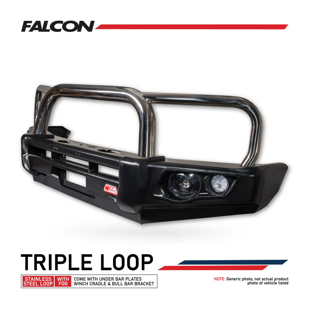 MCC FALCON TRIPLE LOOP BULLBAR WITH FOG LIGHTS FOR GREAT WALL CANNON 25-ON