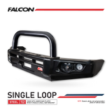 MCC FALCON BLACK LOOP BULLBAR WITH FOG LIGHTS FOR TOYOTA LANDCRUISER 24-ON