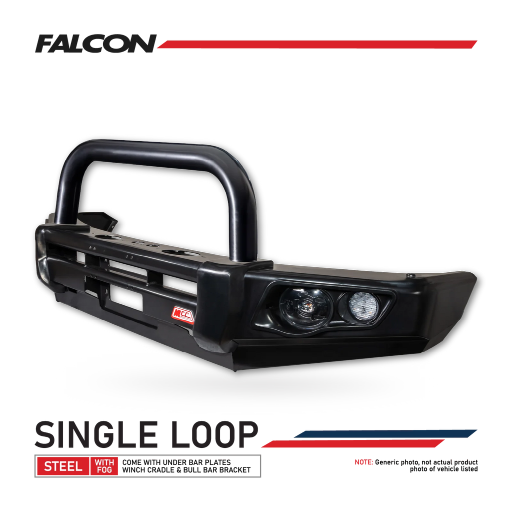 MCC FALCON BLACK LOOP BULLBAR WITH FOG LIGHTS FOR ISUZU DMAX 24-ON