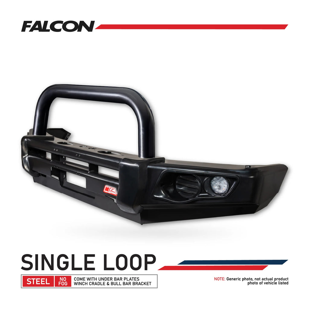 MCC FALCON BLACK LOOP BULLBAR WITHOUT FOG LIGHTS FOR TOYOTA LANDCRUISER 16-20