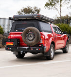 MCC REAR WHEEL CARRIER BAR WITH DUAL JERRY CAN HOLDERS FOR NISSAN NAVARA 15-20
