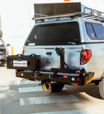 MCC REAR WHEEL CARRIER BAR WITH DUAL JERRY CAN HOLDERS FOR MITSUBISHI TRITON 05-15