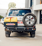 MCC REAR WHEEL CARRIER BAR WITH DUAL JERRY CAN HOLDERS FOR TOYOTA LAND CRUISER 22-ON