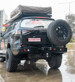 MCC REAR WHEEL CARRIER BAR WITH DUAL JERRY CAN HOLDERS FOR ISUZU MUX 21-ON
