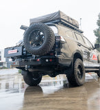 MCC REAR WHEEL CARRIER BAR WITH DUAL JERRY CAN HOLDERS FOR ISUZU MUX 21-ON