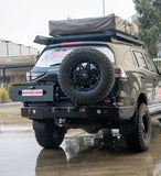 MCC REAR WHEEL CARRIER BAR WITH DUAL JERRY CAN HOLDERS FOR ISUZU MUX 21-ON
