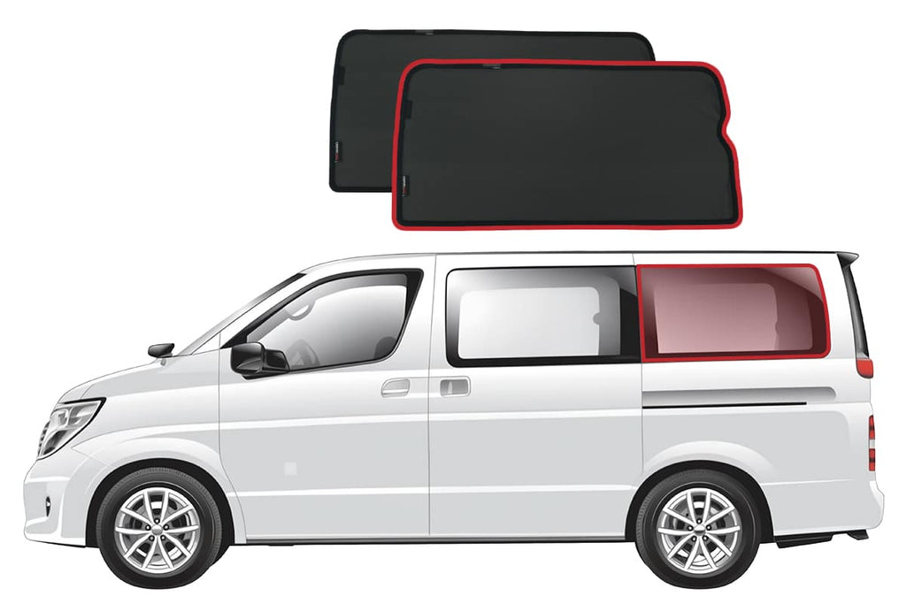 NISSAN ELGRAND 2ND GENERATION PORT WINDOW SHADES (E51; 2002-2010)