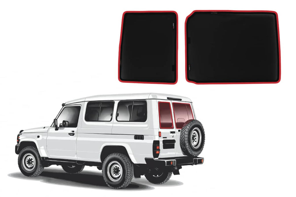 TOYOTA LANDCRUISER TROOP CARRIER REAR WINDSCREEN SHADE (2 PIECES)