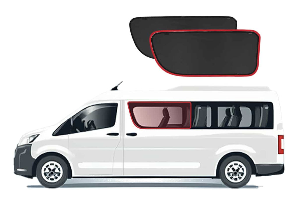 TOYOTA HIACE COMMUTER 6TH GENERATION SLIDING DOOR AND SIDE WINDOW CAR WINDOW SHADES (SLWB)