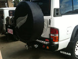 MCC REAR WHEEL CARRIER BAR WITH DUAL JERRY CAN HOLDERS FOR NISSAN PATROL 87-97