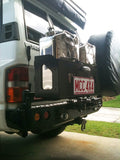 MCC REAR WHEEL CARRIER BAR WITH DUAL JERRY CAN HOLDERS FOR NISSAN PATROL 87-97