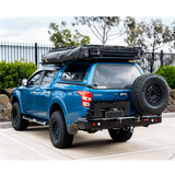 MCC REAR WHEEL CARRIER BAR WITH DUAL JERRY CAN HOLDERS FOR MITSUBISHI TRITON 15-19