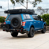 MCC REAR WHEEL CARRIER BAR WITH DUAL JERRY CAN HOLDERS FOR MITSUBISHI TRITON 15-19