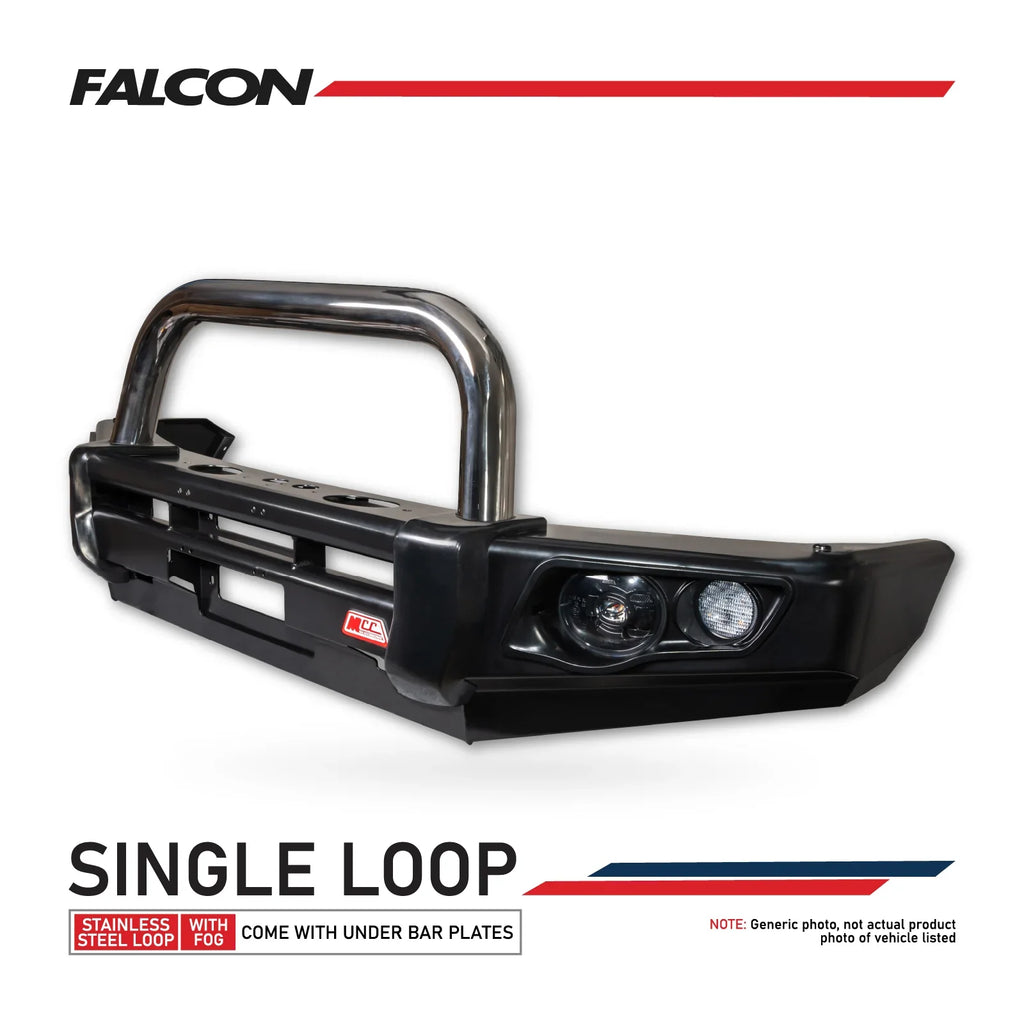 MCC FALCON STAINLESS LOOP BULLBAR WITH FOG LIGHTS FOR HOLDEN RODEO 88-03